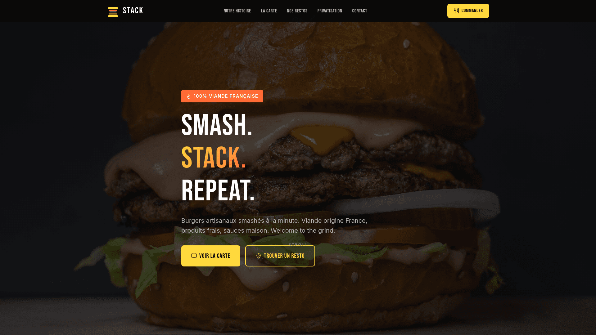 Aperçu du site Stack Burger