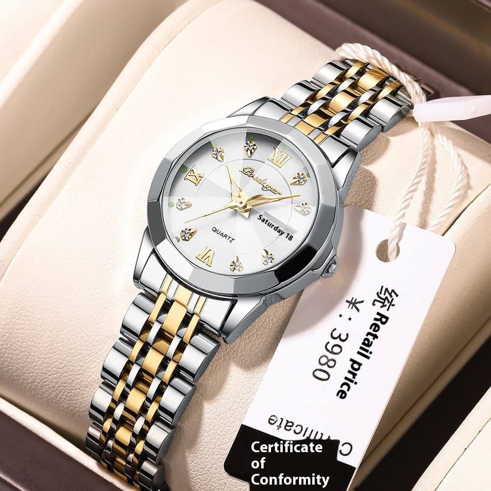 Montre Femme Waterproof Luminous Double Calendar — Élégance au quotidien